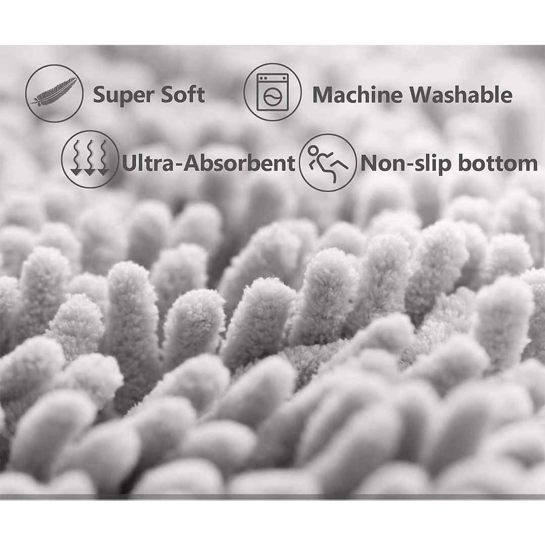 Premium 3pc Nonslip Bathroom Mat Set - Ultra Soft Shaggy