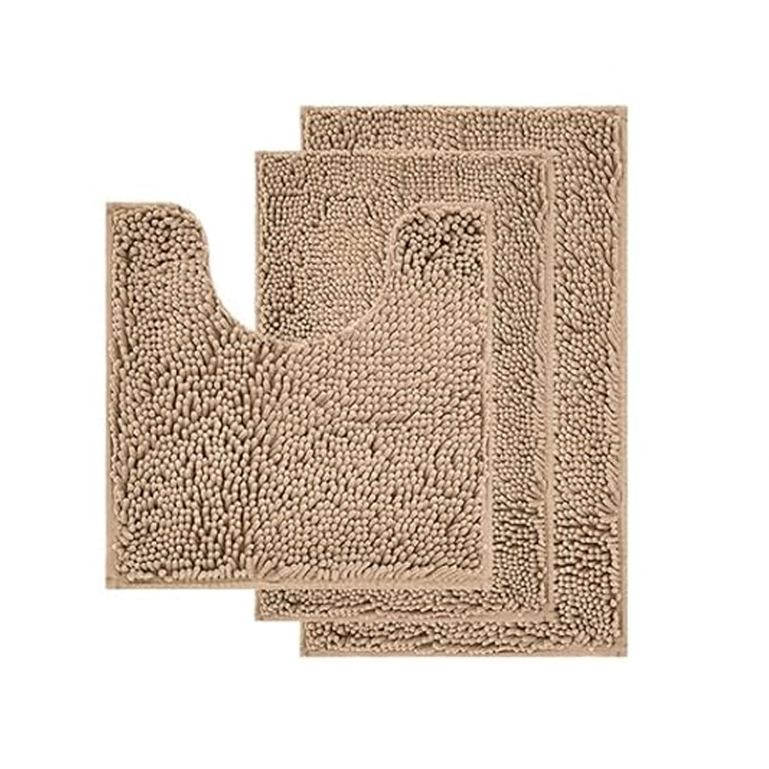 Premium 3pc Nonslip Bathroom Mat Set - Ultra Soft Shaggy