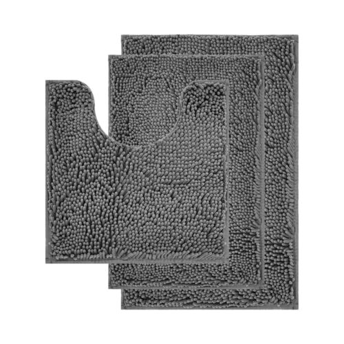 Premium 3pc Nonslip Bathroom Mat Set - Ultra Soft Shaggy