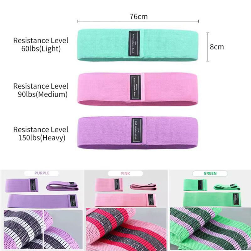 3pc-hip-resistance-band-set-3 3pc Hip Resistance Band Set - 27, 41, 68 kg Workout Bands