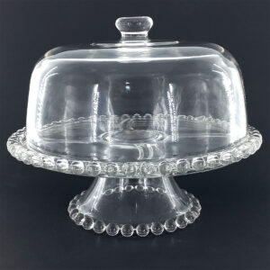 glass cake stand with glass dome lid