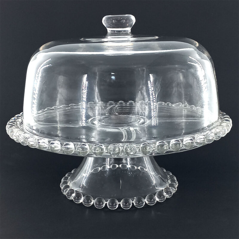 glass cake stand with glass dome lid