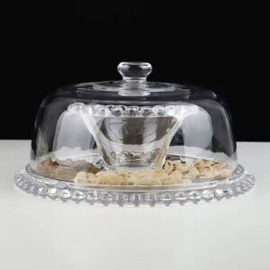 glass cake stand with glass dome lid