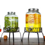 5L & 8L Glass Beverage Dispenser with Metal Stand and Tap