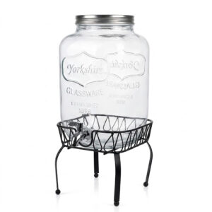 5L & 8L Glass Beverage Dispenser with Metal Stand and Tap
