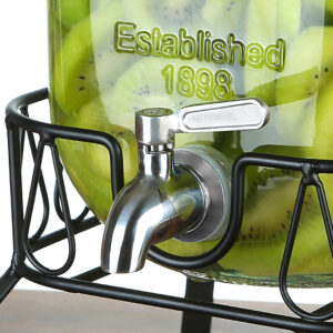 5L & 8L Glass Beverage Dispenser with Metal Stand and Tap