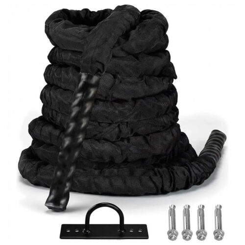 Heavy Duty Battle Rope with Sleeve and Wall Anchor - 38ft & 50ft