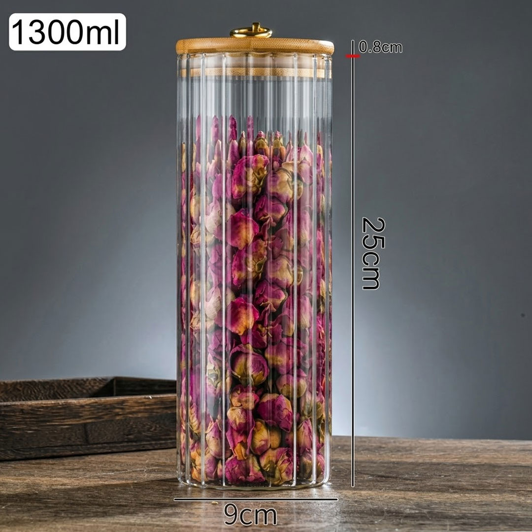Borosilicate Glass Jar with Airtight Bamboo Lid