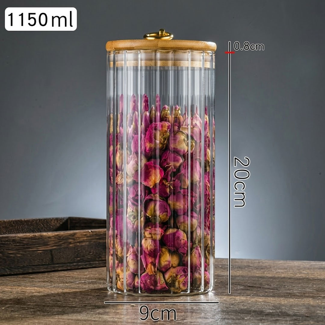 Borosilicate Glass Jar with Airtight Bamboo Lid