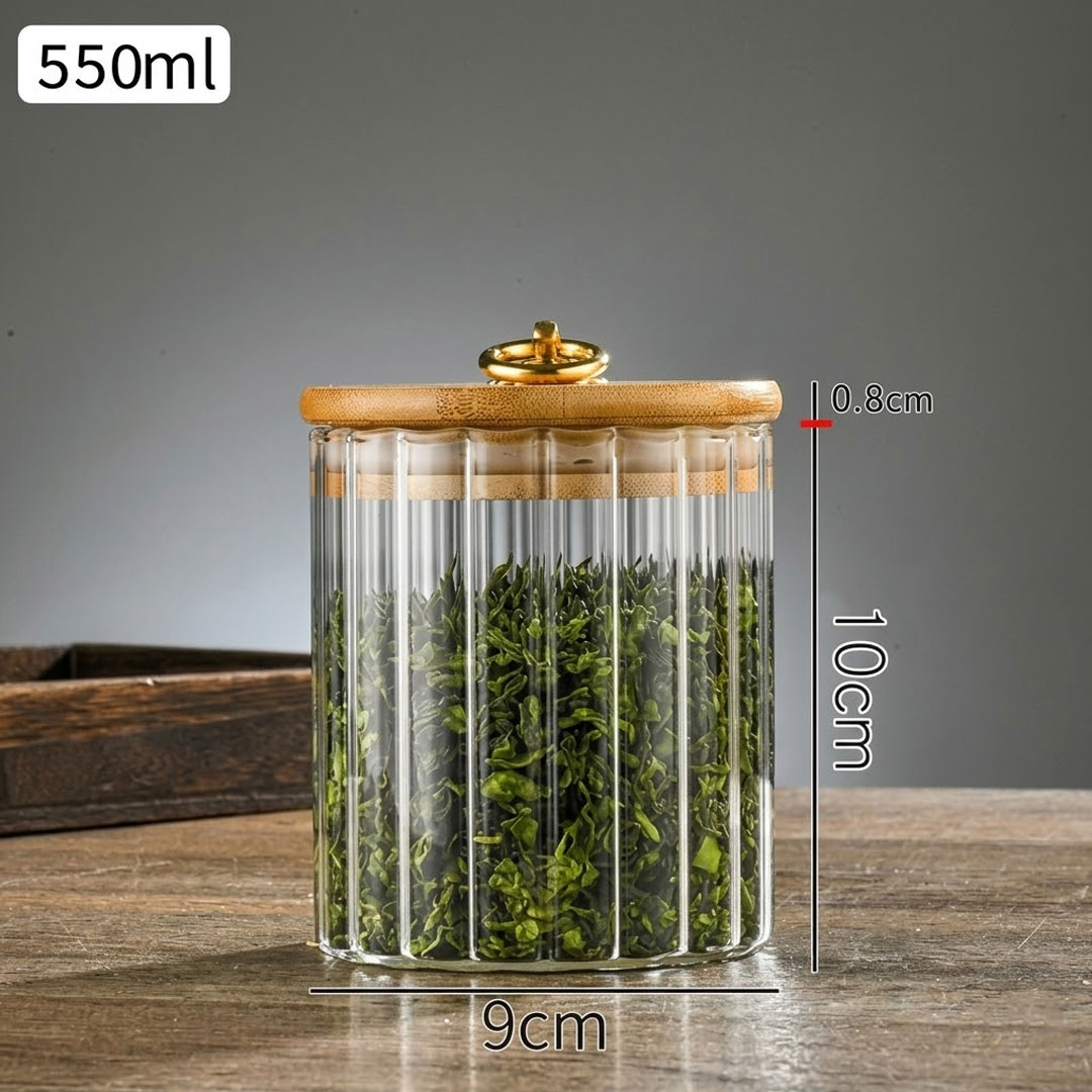Borosilicate Glass Jar with Airtight Bamboo Lid