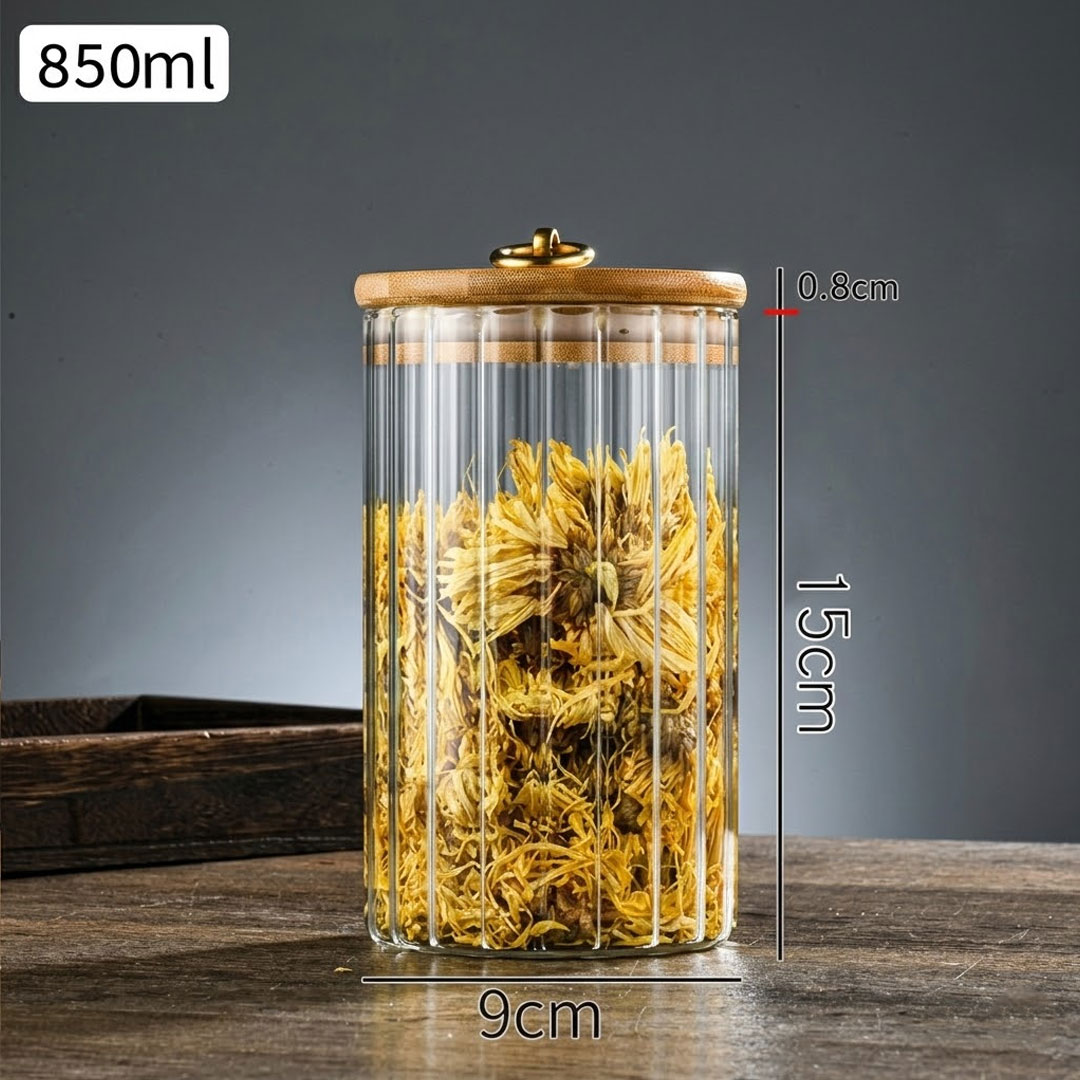 Borosilicate Glass Jar with Airtight Bamboo Lid