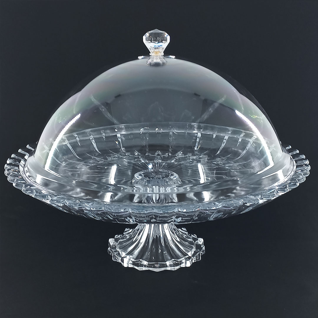 30cm Glass Cake Stand with Acrylic Dome Cover