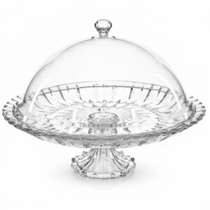 30cm Glass Cake Stand with Acrylic Dome Cover