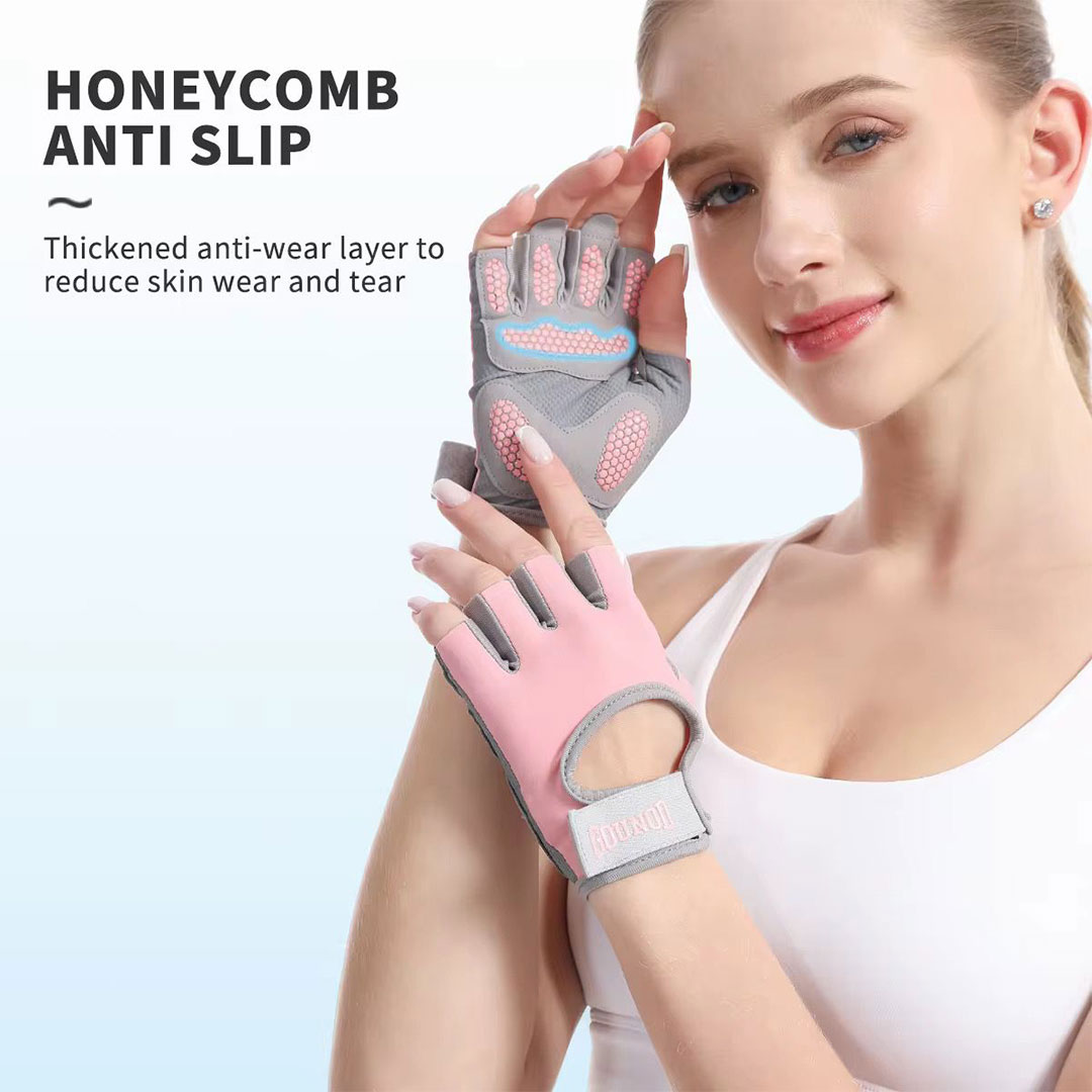 Half Finger Gym Gloves – Honeycomb Silicone Palm Protection