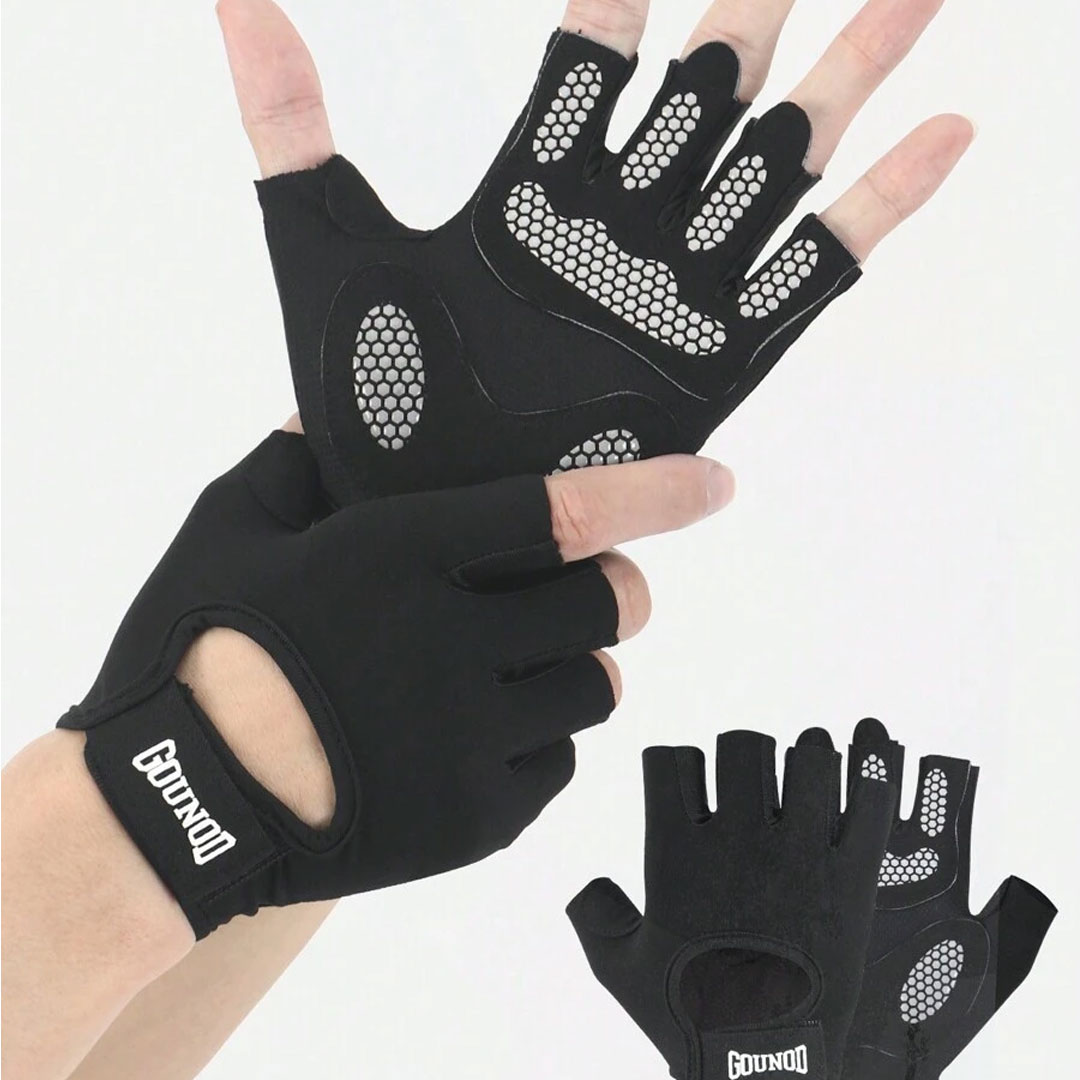 Half Finger Gym Gloves – Honeycomb Silicone Palm Protection