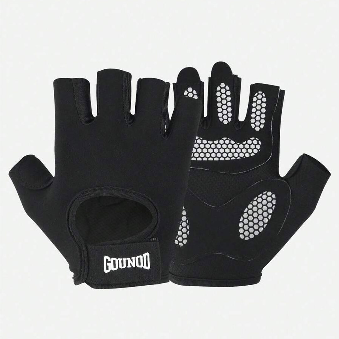 Half Finger Gym Gloves – Honeycomb Silicone Palm Protection