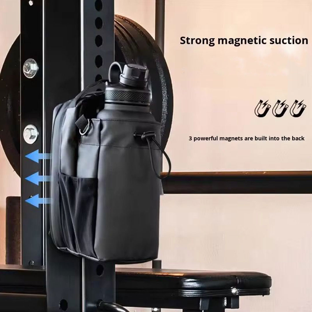 Magnetic Gym Water Bottle Bag with Phone & Essentials Storage