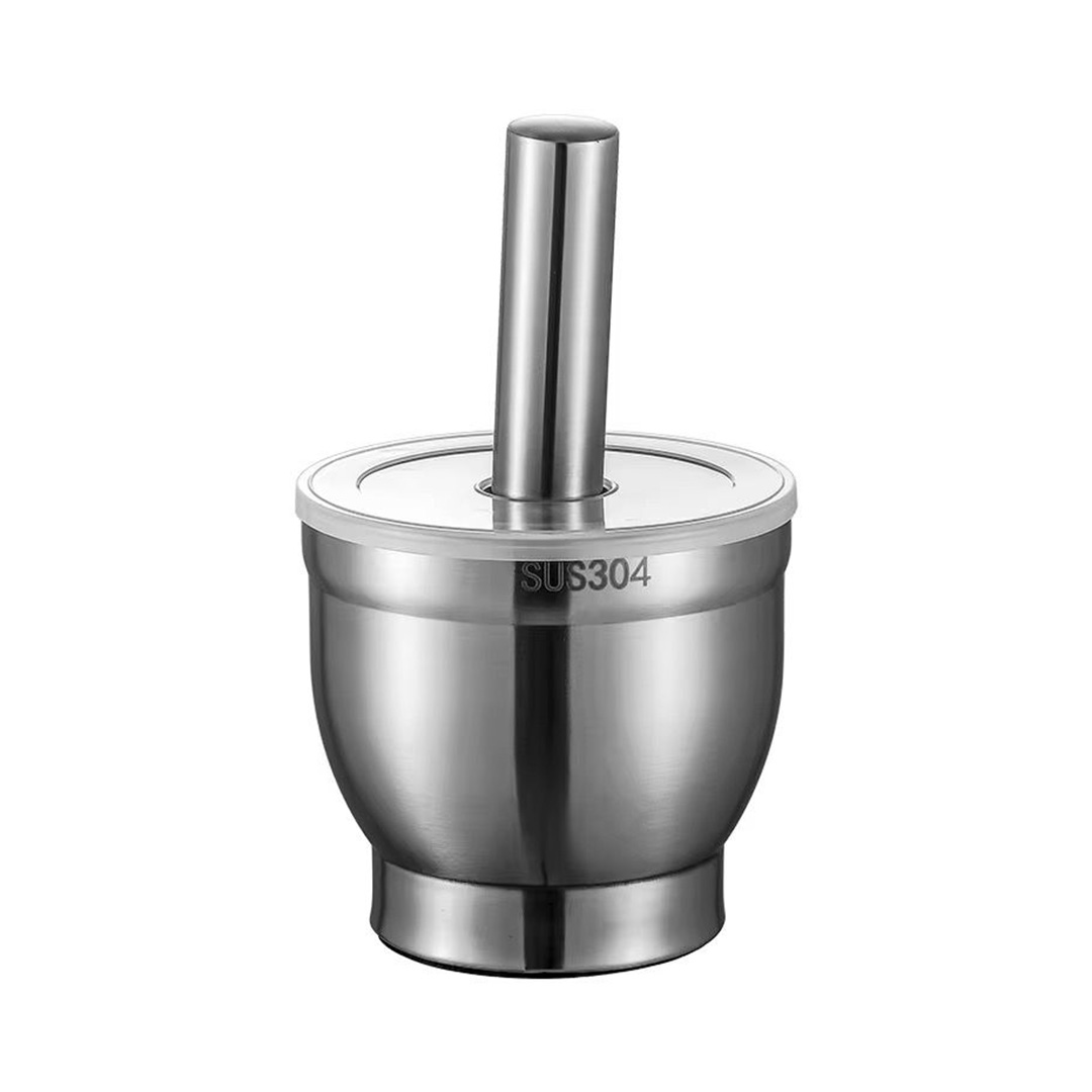 Heavy Duty Stainless Steel Mortar and Pestle Set with Lid