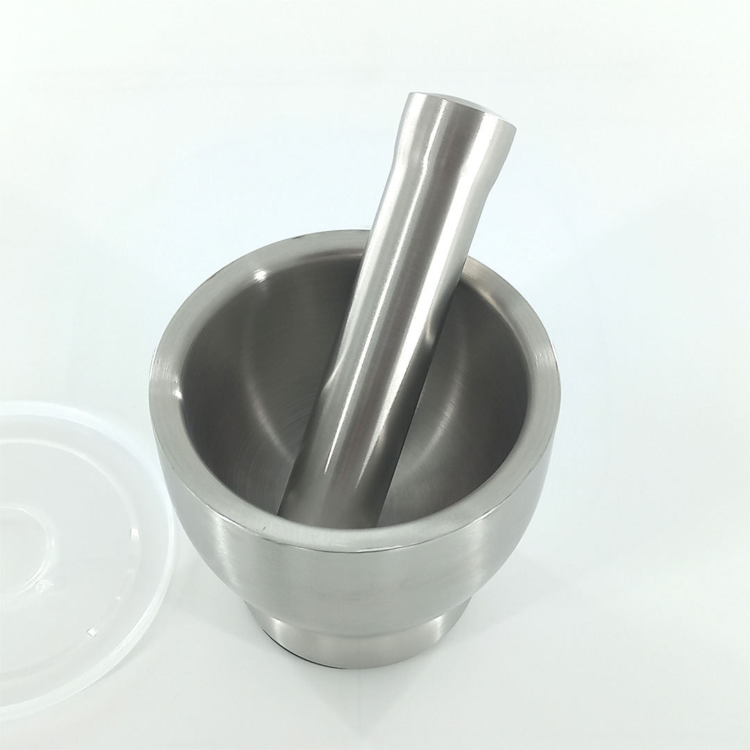 Heavy Duty Stainless Steel Mortar and Pestle Set with Lid