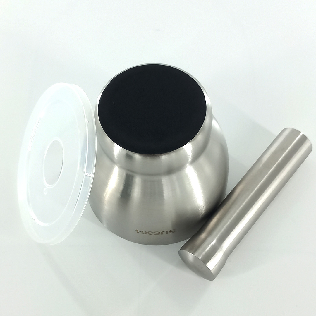 Heavy Duty Stainless Steel Mortar and Pestle Set with Lid