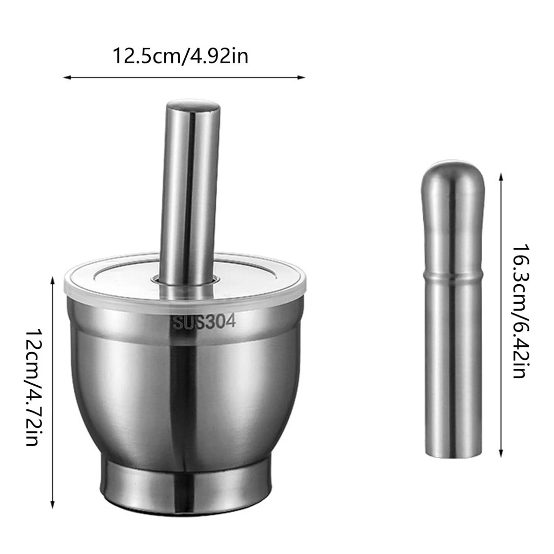 Heavy Duty Stainless Steel Mortar and Pestle Set with Lid