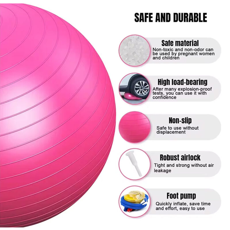 Antiburst Yoga Ball with Pump - Exercise Stability Ball
