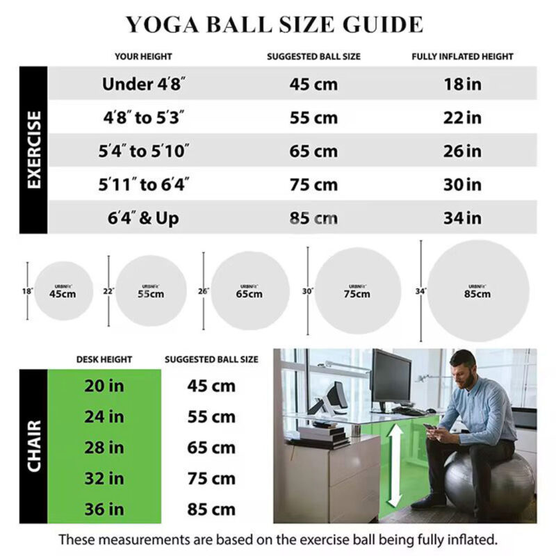 Antiburst Yoga Ball with Pump - Exercise Stability Ball