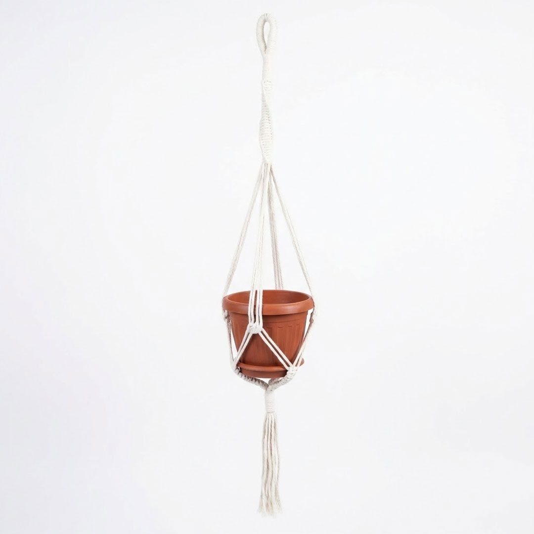 Macrame Plant Hanger 80cm – Boho Cotton Rope Holder