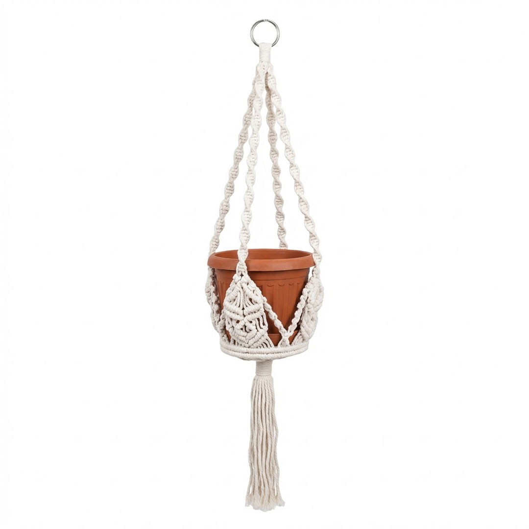 Macrame Plant Hanger 70cm – Boho Cotton Rope Holder