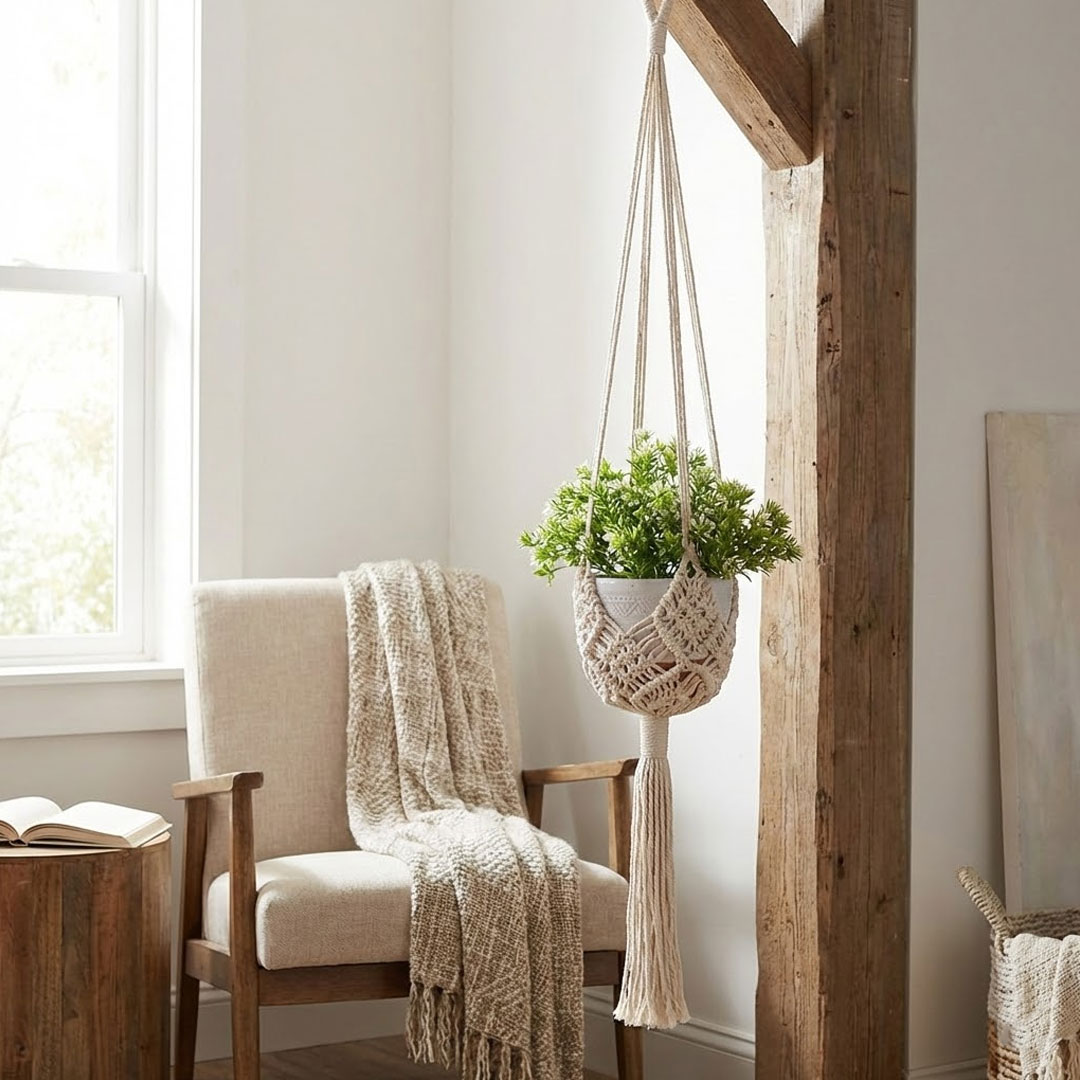 Macrame Plant Hanger – 105cm Boho Cotton Rope Design