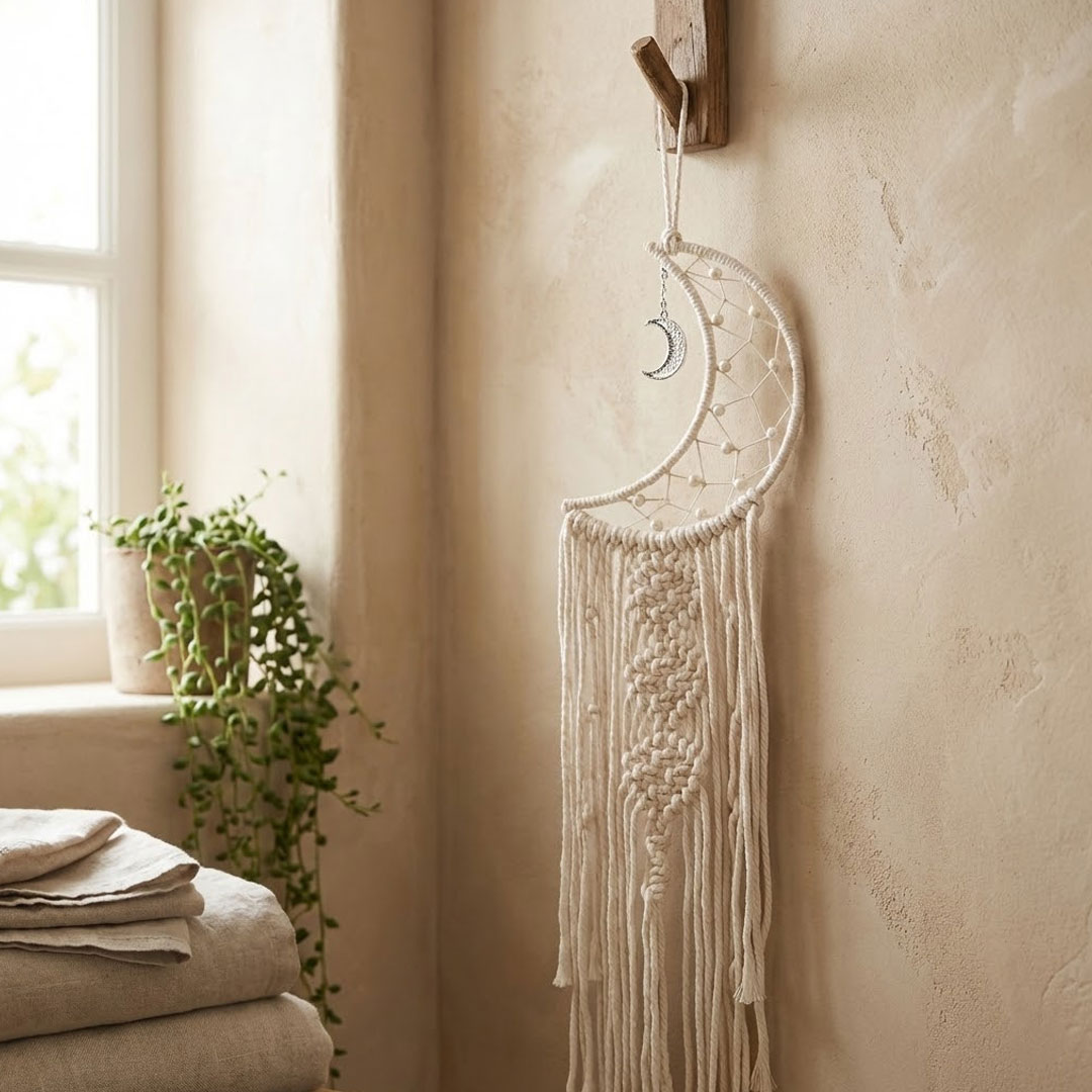Crescent Moon Macrame Wall Hanging Dream Catcher