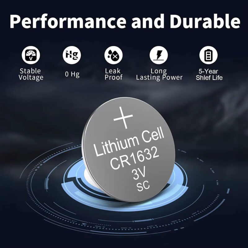 5pcs PKCELL CR1632 3V Lithium Button Cell Batteries