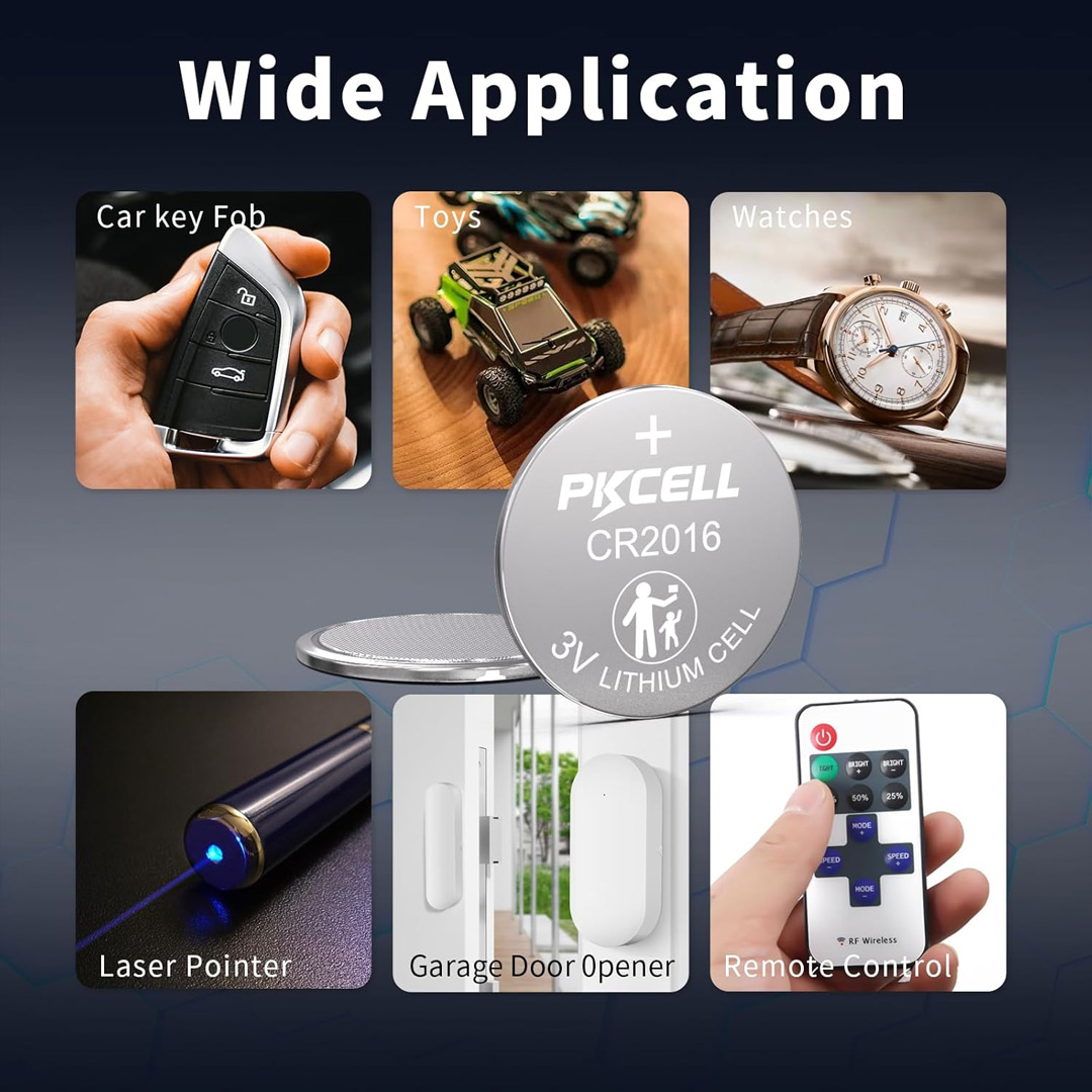 5pcs PKCELL CR2016 3V Lithium Button Cell Batteries