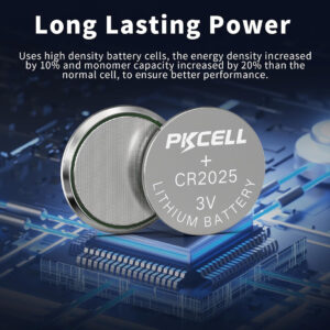 5pcs PKCELL CR2025 3V Lithium Button Cell Batteries