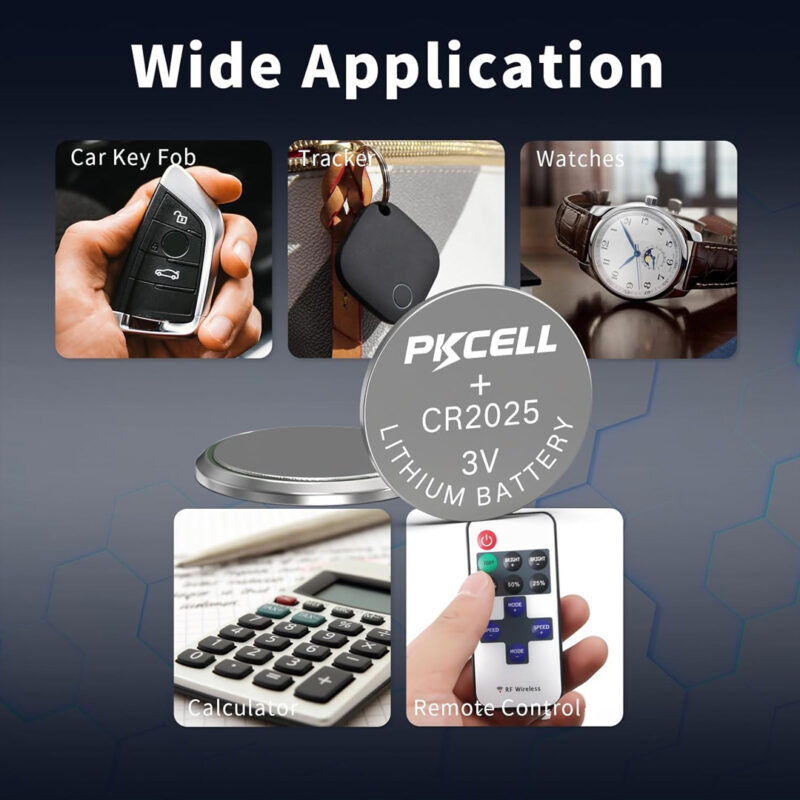 5pcs PKCELL CR2025 3V Lithium Button Cell Batteries