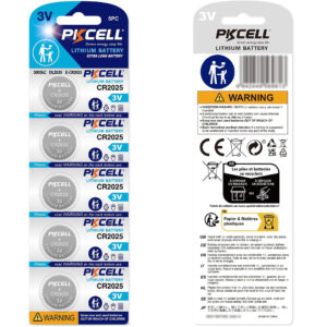 5pcs PKCELL CR2025 3V Lithium Button Cell Batteries