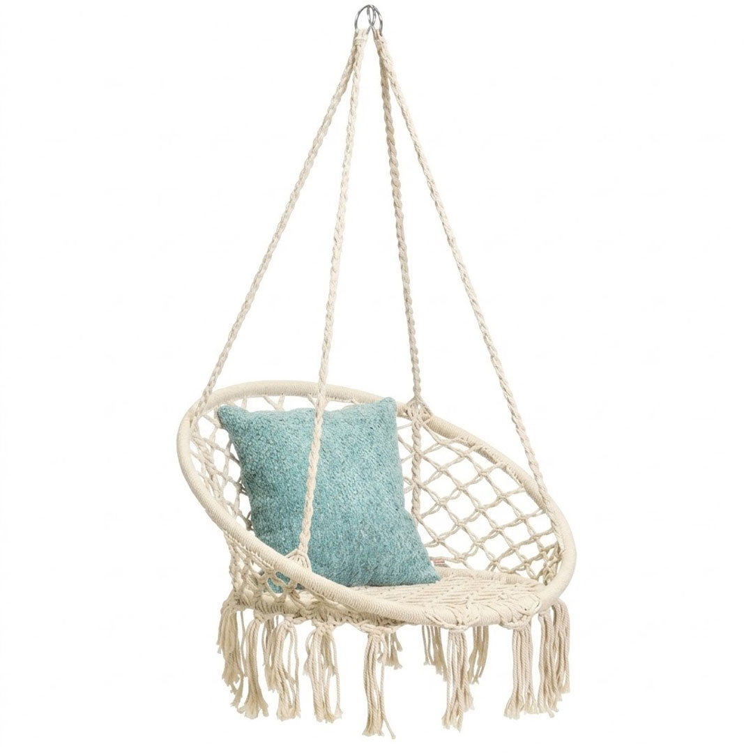 Macrame Hammock Swing Chair for Indoor & Outdoor Use