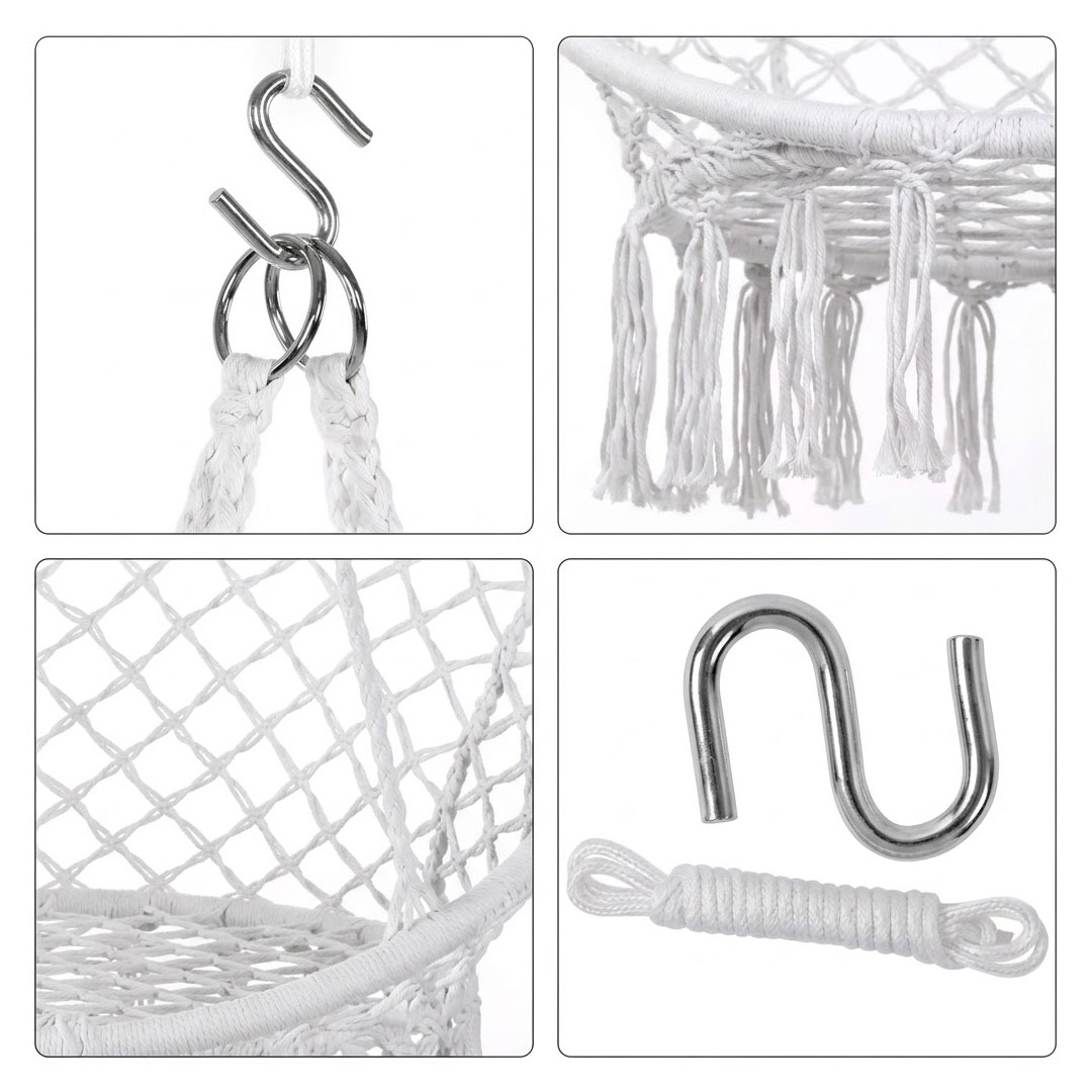 Macrame Hammock Swing Chair for Indoor & Outdoor Use