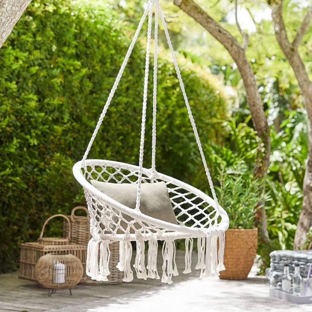 Macrame Hammock Swing Chair for Indoor & Outdoor Use