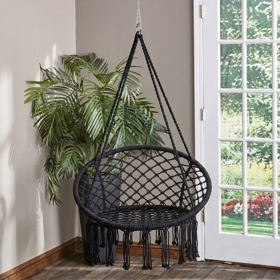 Macrame Hammock Swing Chair for Indoor & Outdoor Use