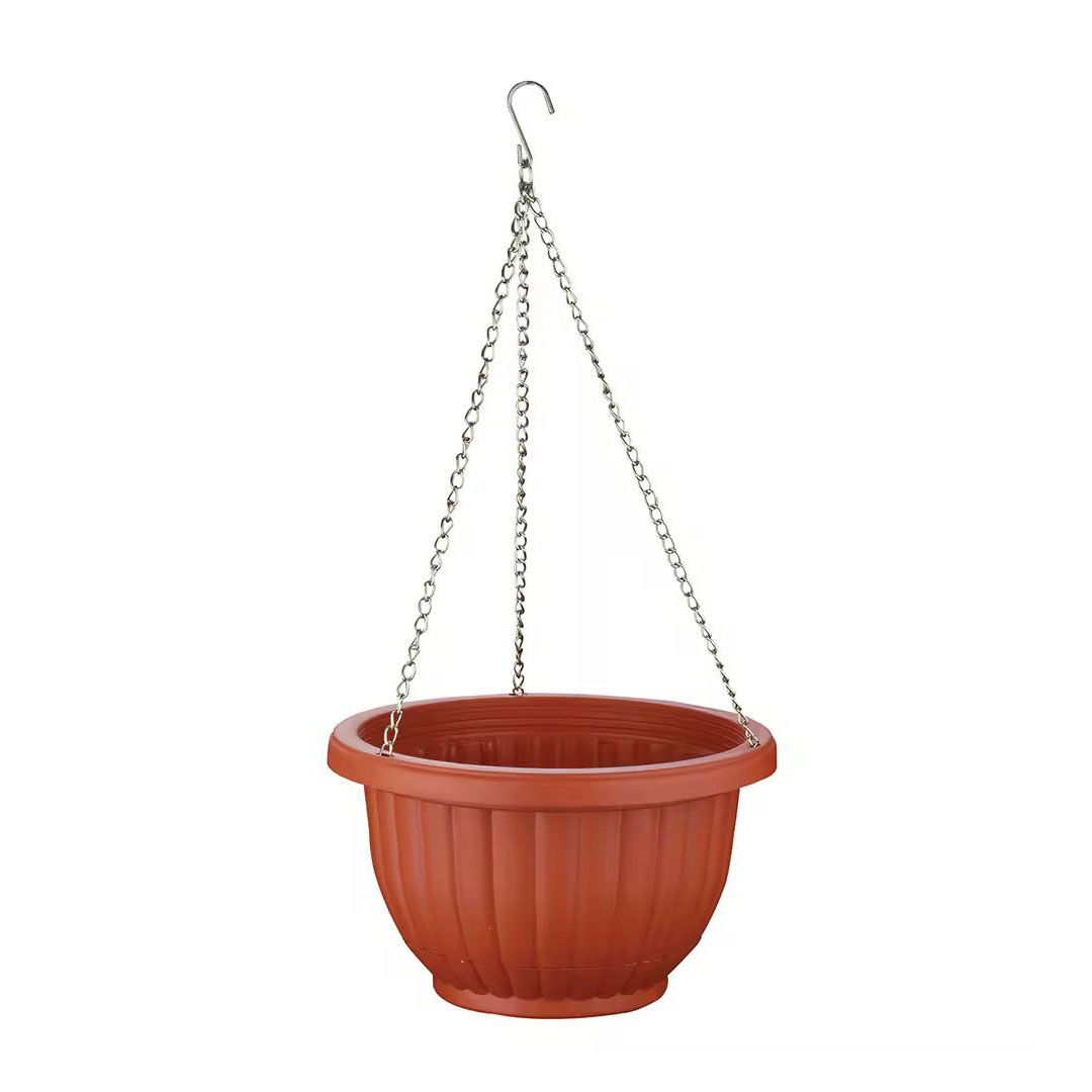 Terracotta Style Plastic Hanging Planter with Metal Chain