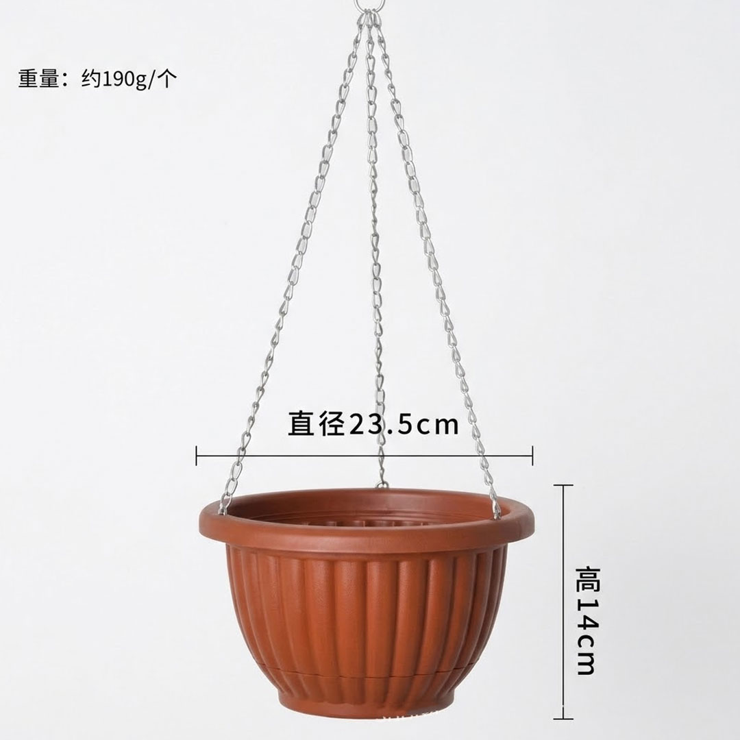 Terracotta Style Plastic Hanging Planter with Metal Chain
