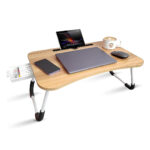 Foldable Laptop Desk with Drawer, Cup Holder and Tablet Slot