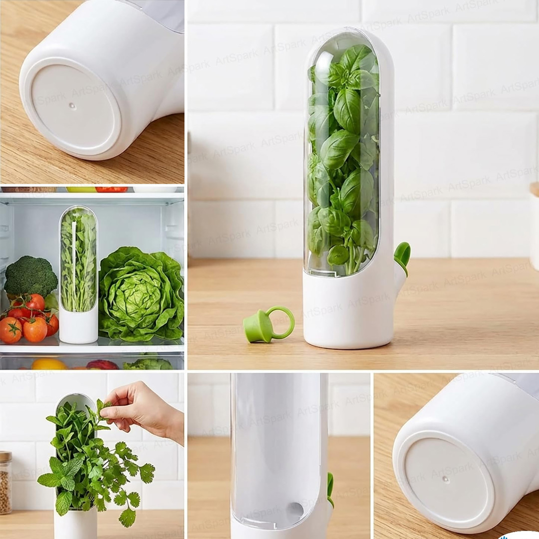 Vertical Fresh Herb Keeper for Longer Lasting Greens