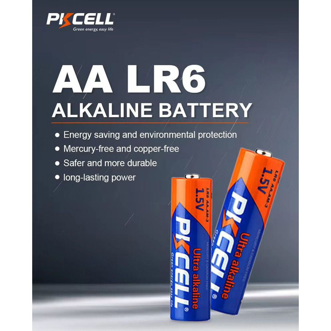 4pcs PKCELL AA LR6 1.5V Alkaline Batteries