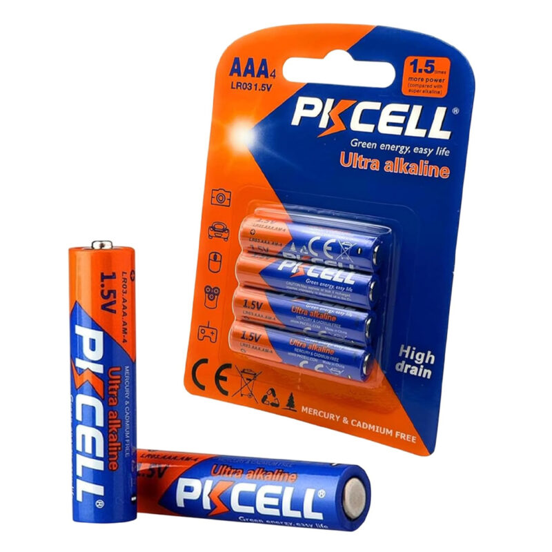 4pcs PKCELL AAA LR03 1.5V Ultra Alkaline Batteries