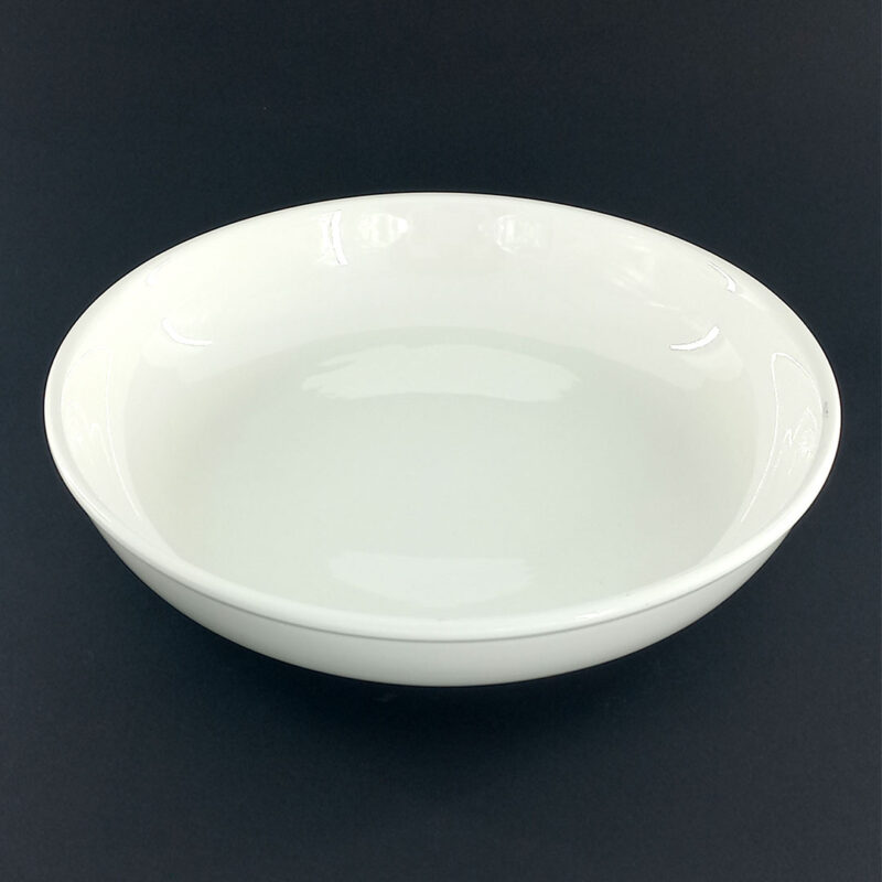 25cm Porcelain Deep Plate with Glossy White Finish