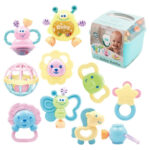 10pc Silicone Baby Teether & Rattle Toy Set