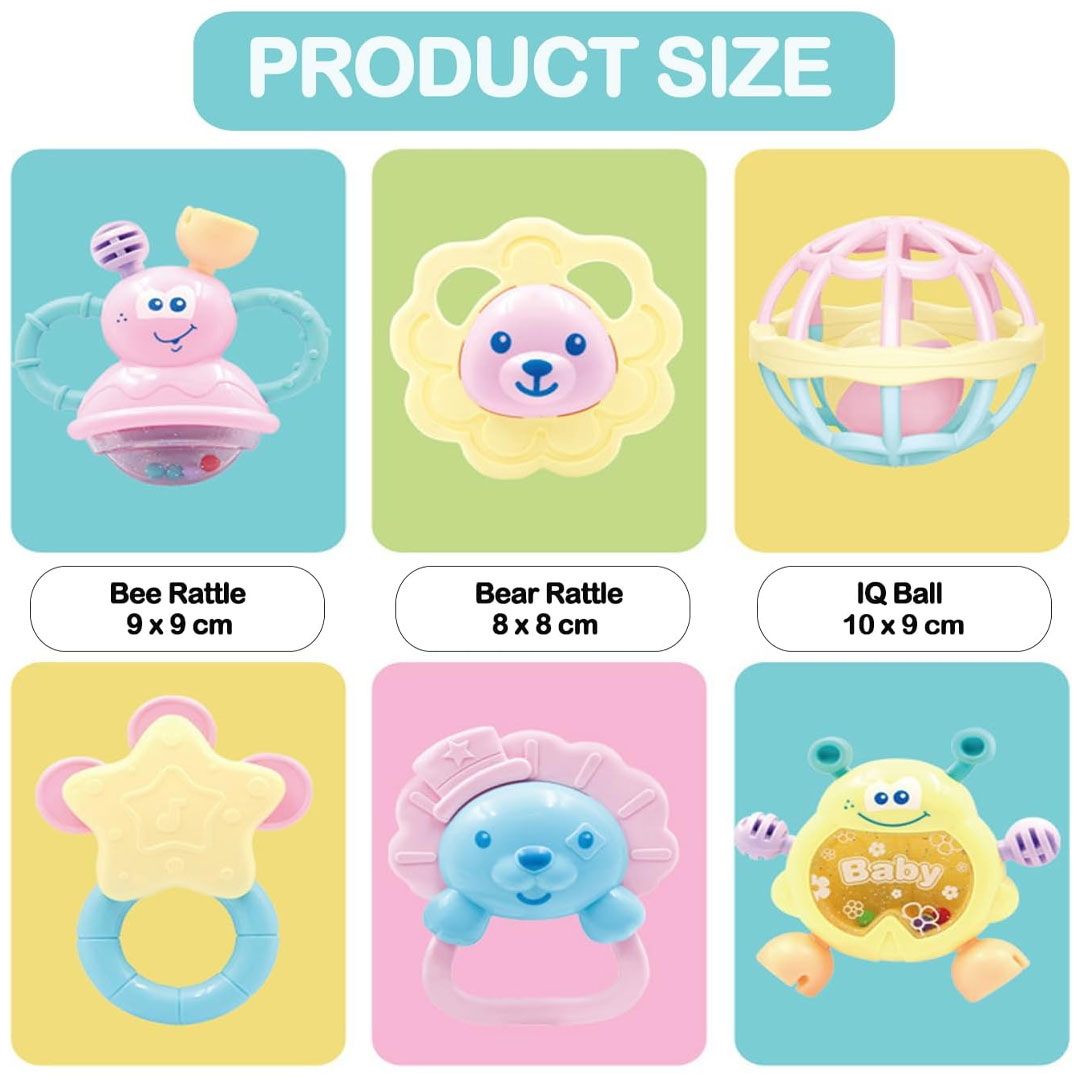 10pc Silicone Baby Teether & Rattle Toy Set