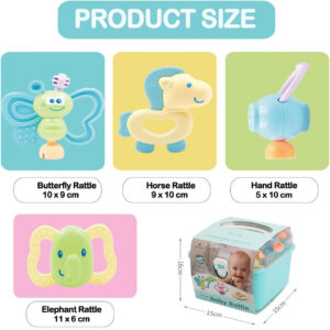 10pc Silicone Baby Teether & Rattle Toy Set